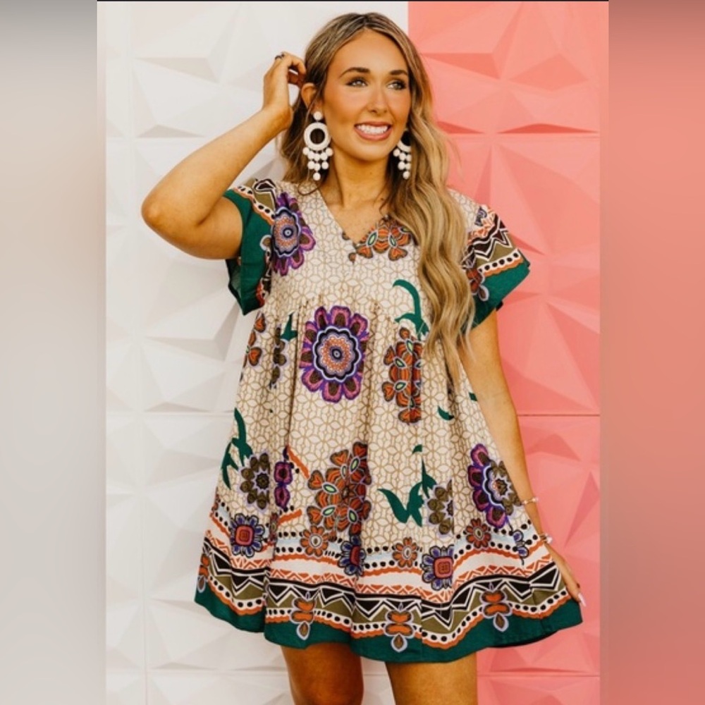 Boho Floral Vintage Baby Doll Dress
